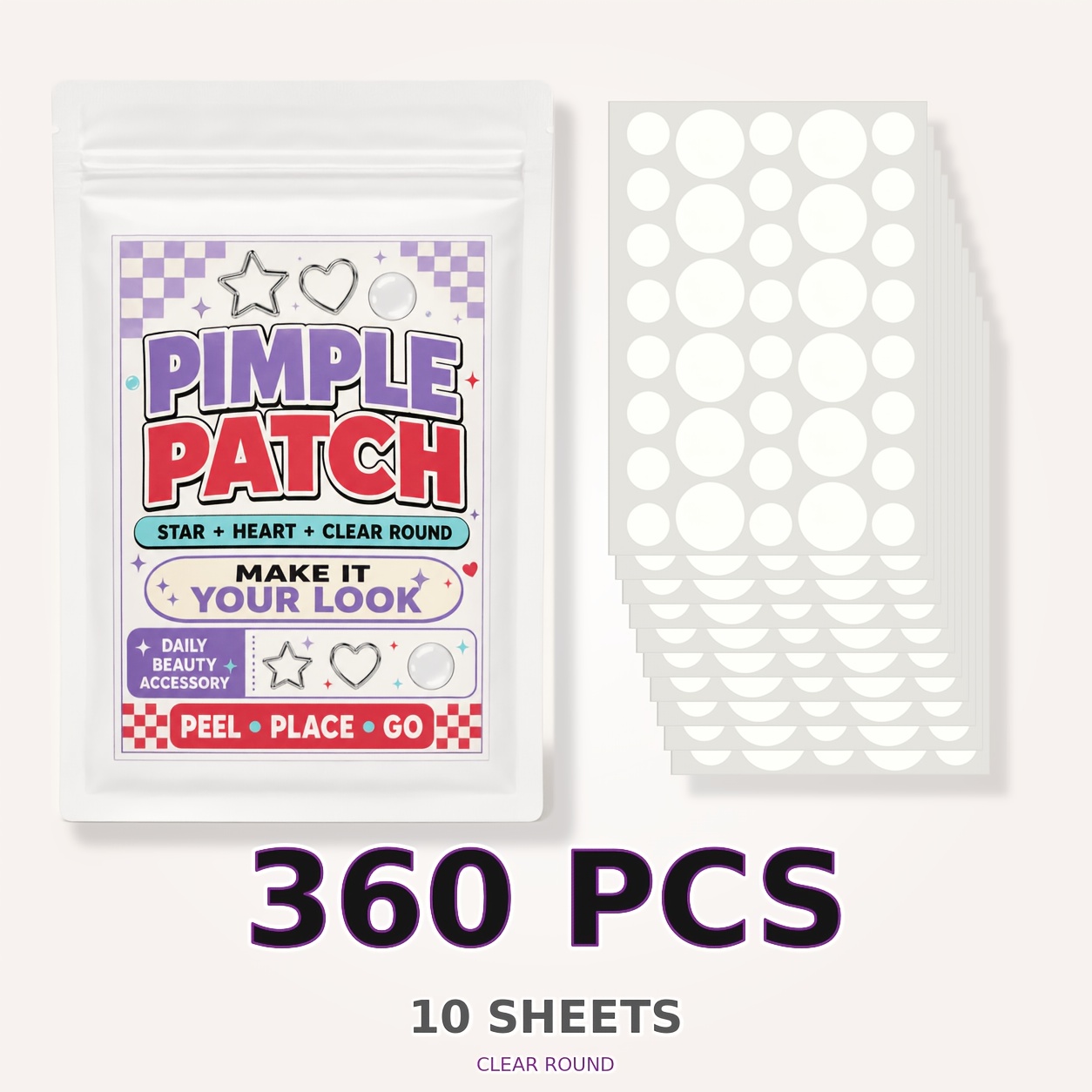 Car Care - 360 patchs hydrocolloïdes transparents ronds pour