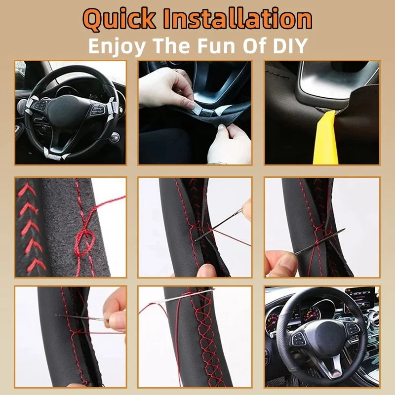 Housse de volant de voiture po - Car Steering Wheel Cover Anti Slip Breathable avis et prix