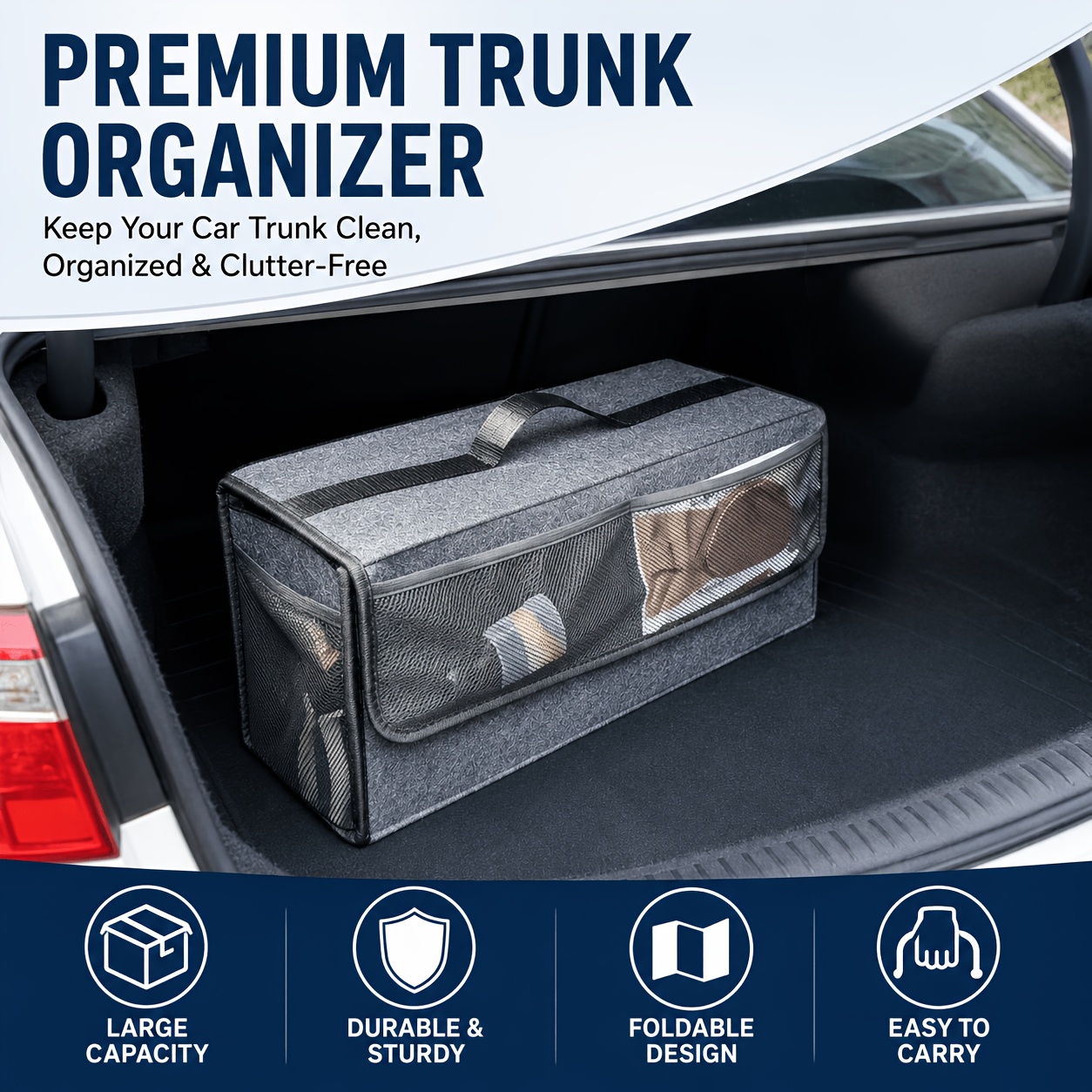 Organiseur de coffre de voitur - Car Trunk Organizer Foldable Storage Box avis et prix
